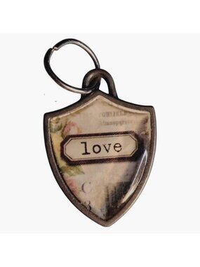 Tim Holtz Shield Love Pendant Charm Valentine Wedding Craft